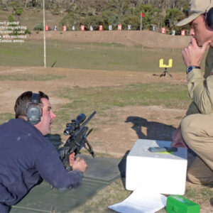 Steve O'Donnell guided through the chronographing phase of calibration - note the chilly box with enclosed zero degree Celsius ammo.