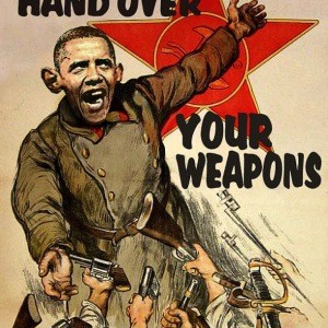 Paranoid or pertinent? This modified version of an early Soviet poster encouraging civilian disarmament is being circulated as controversy over gun control continues in the US.