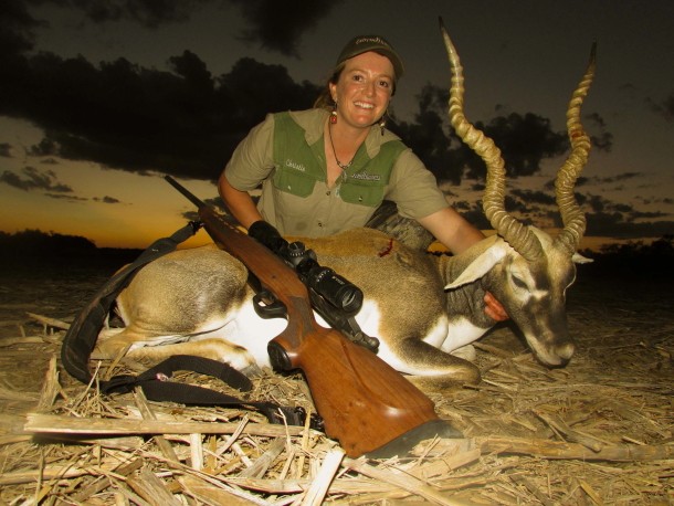 New member of the Sporting Shooter team Christie Pisani, shot this black buck in Texas during the filming of Extreme Huntress.