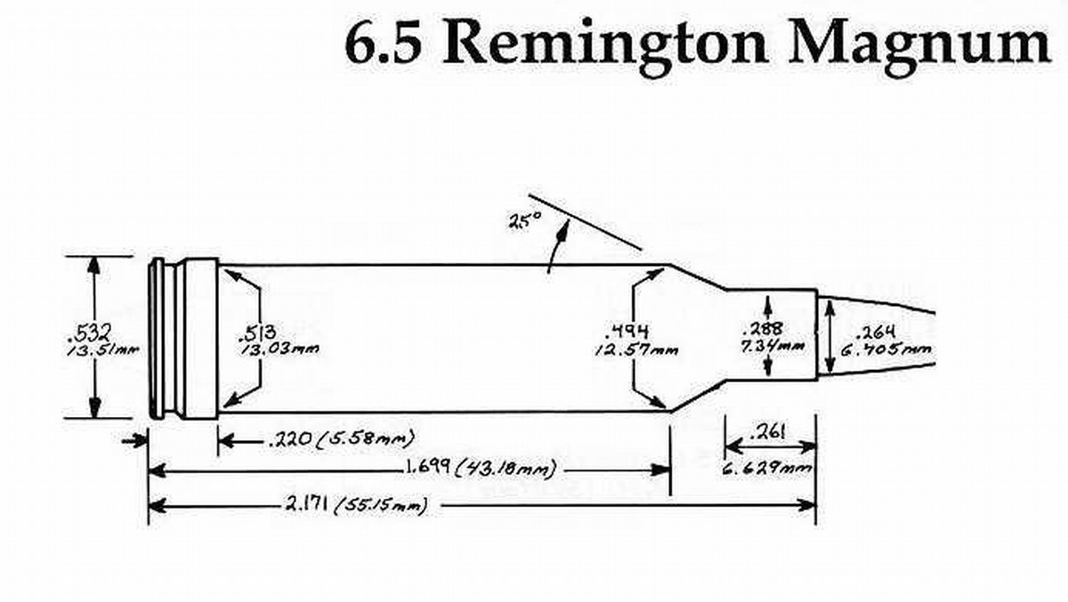 6.5mm Rem Mag Cartridge Drawing