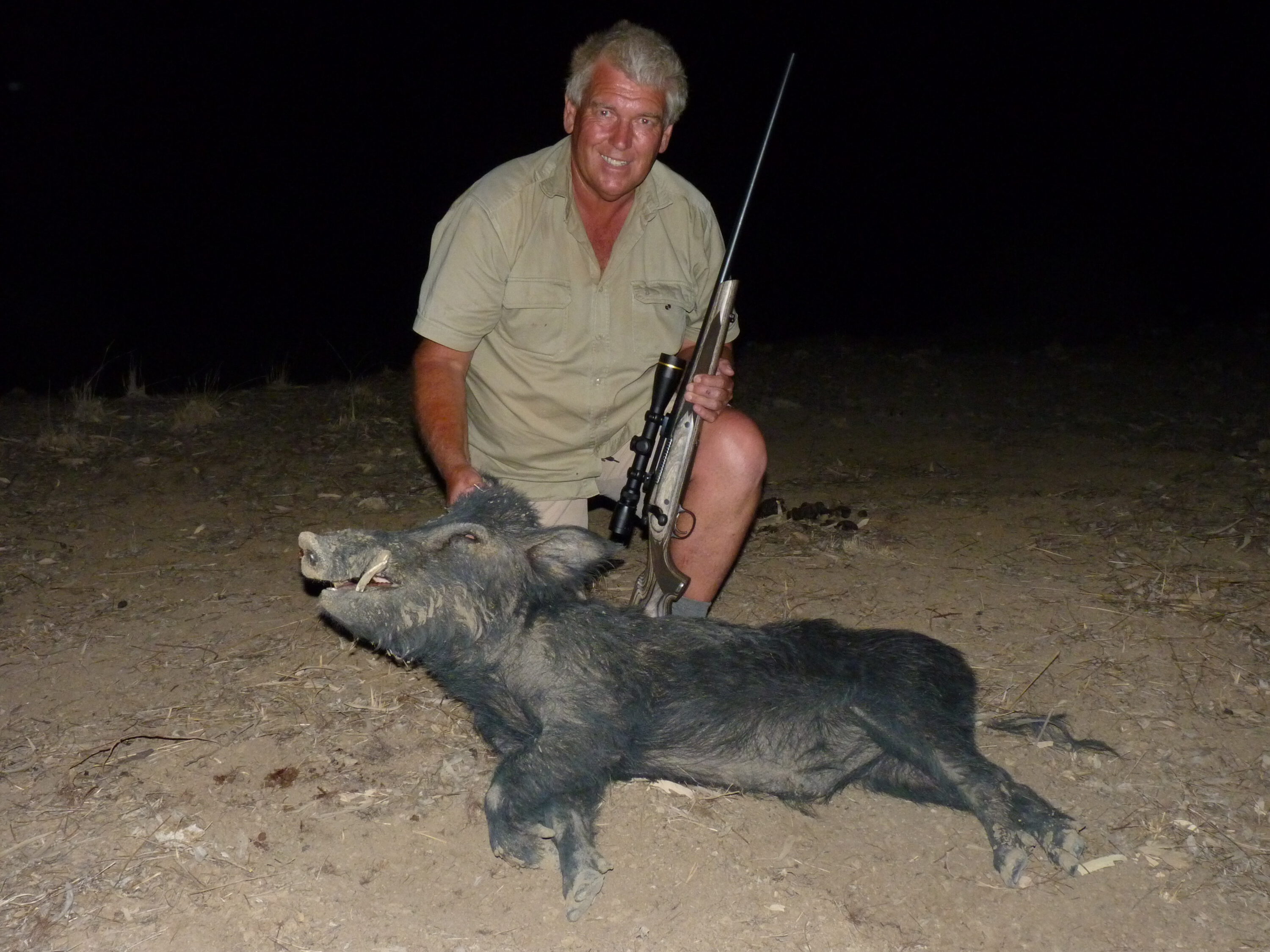 The 7mm Remington Magnum made short work of this old boar.