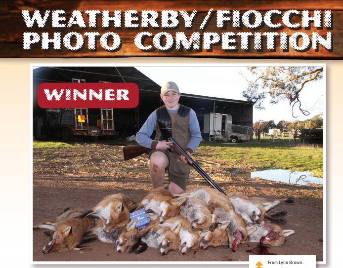 One lucky entrant wins a Weatherby rifle every issue in the terrific Fiocchi Hunter's Gallery competition, sponsored by TSA Outdoors.