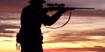Hunter in silhouette